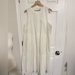 J. Crew White Tiered Midi Dress